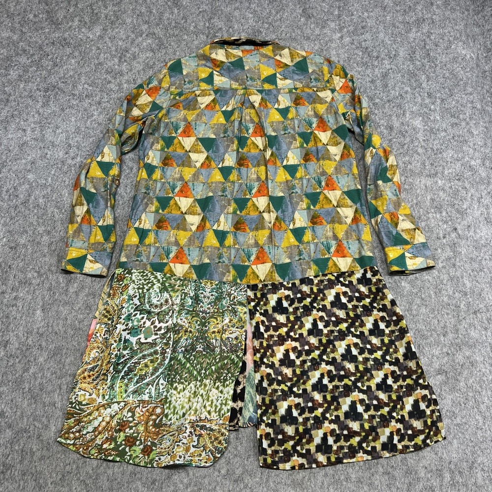 John‎ Mark Shirt Womens S Multicolor Patchwork Tropical Bird Print Button Tunic - Picture 2 of 16